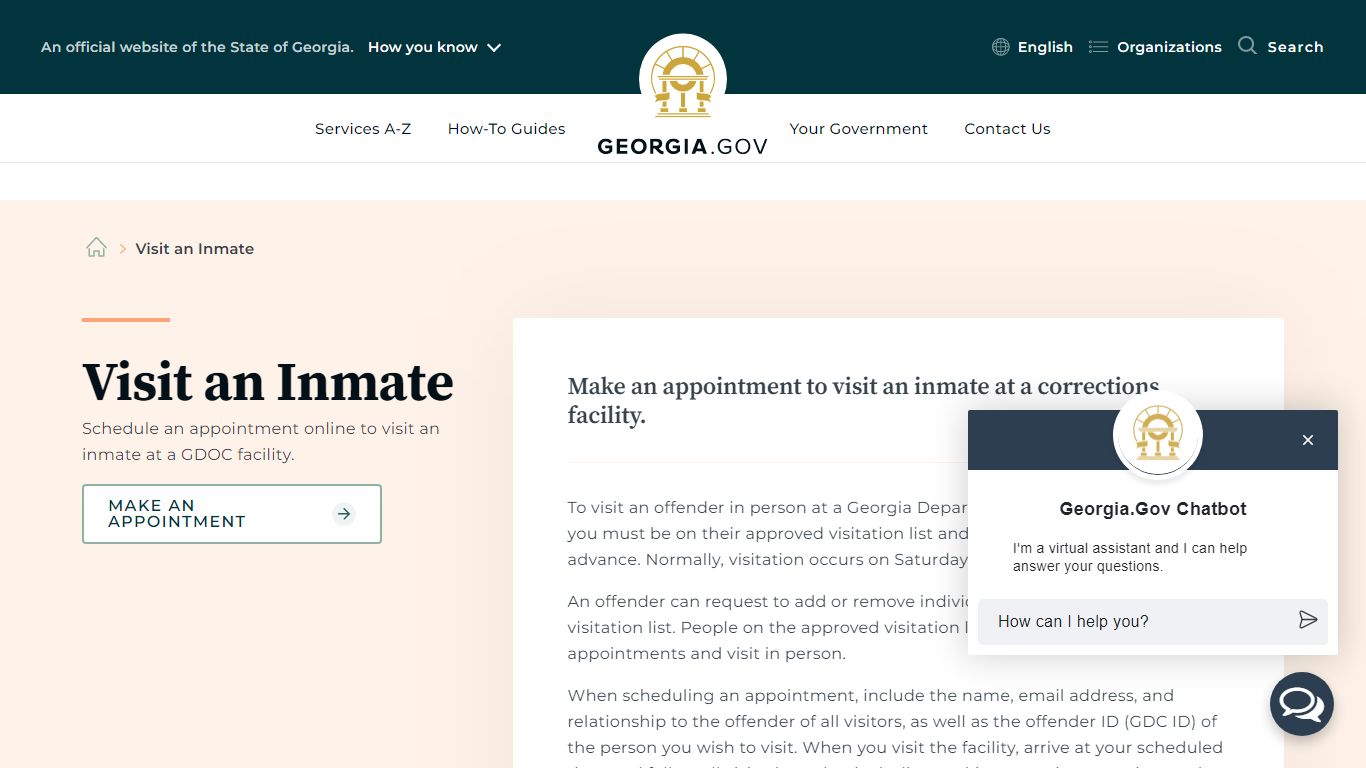 Visit an Inmate | Georgia.gov